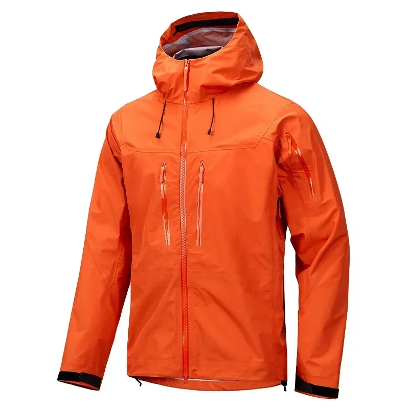 2024 Men's Sports Casual Soft-shell Zipper Pocket Water Repellent Windbreaker New Autumn Functional Camping Hooded Raincoat 3XL