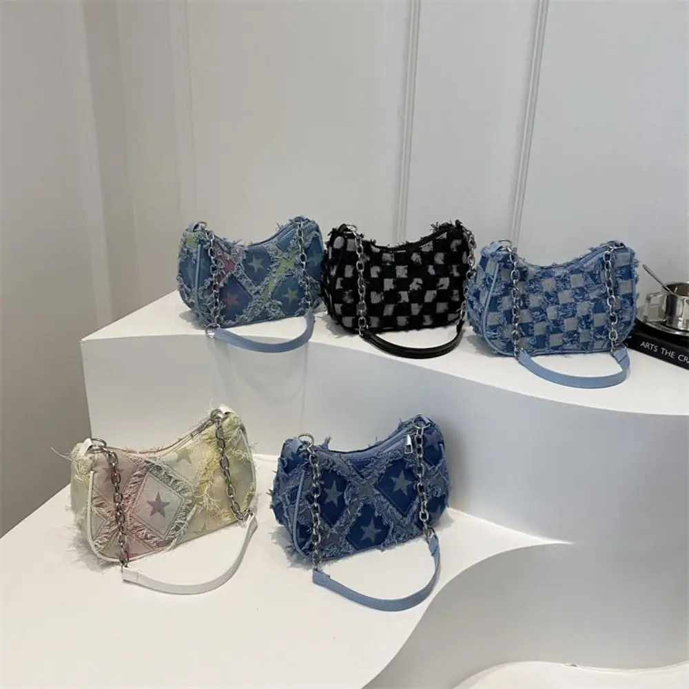 

Модная новая дизайнерская сумка на одно плечо со звездой Y2k, джинсовая сумка подмышками, корейская винтажная женская сумка, женская сумка