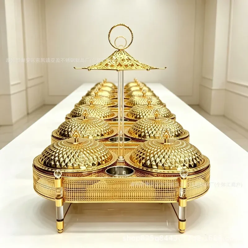 12L Stainless Steel Double Pan Chafing Dish Hanging Buffet Warmer Commercial Food Heater for Catering Events Restaurant Use