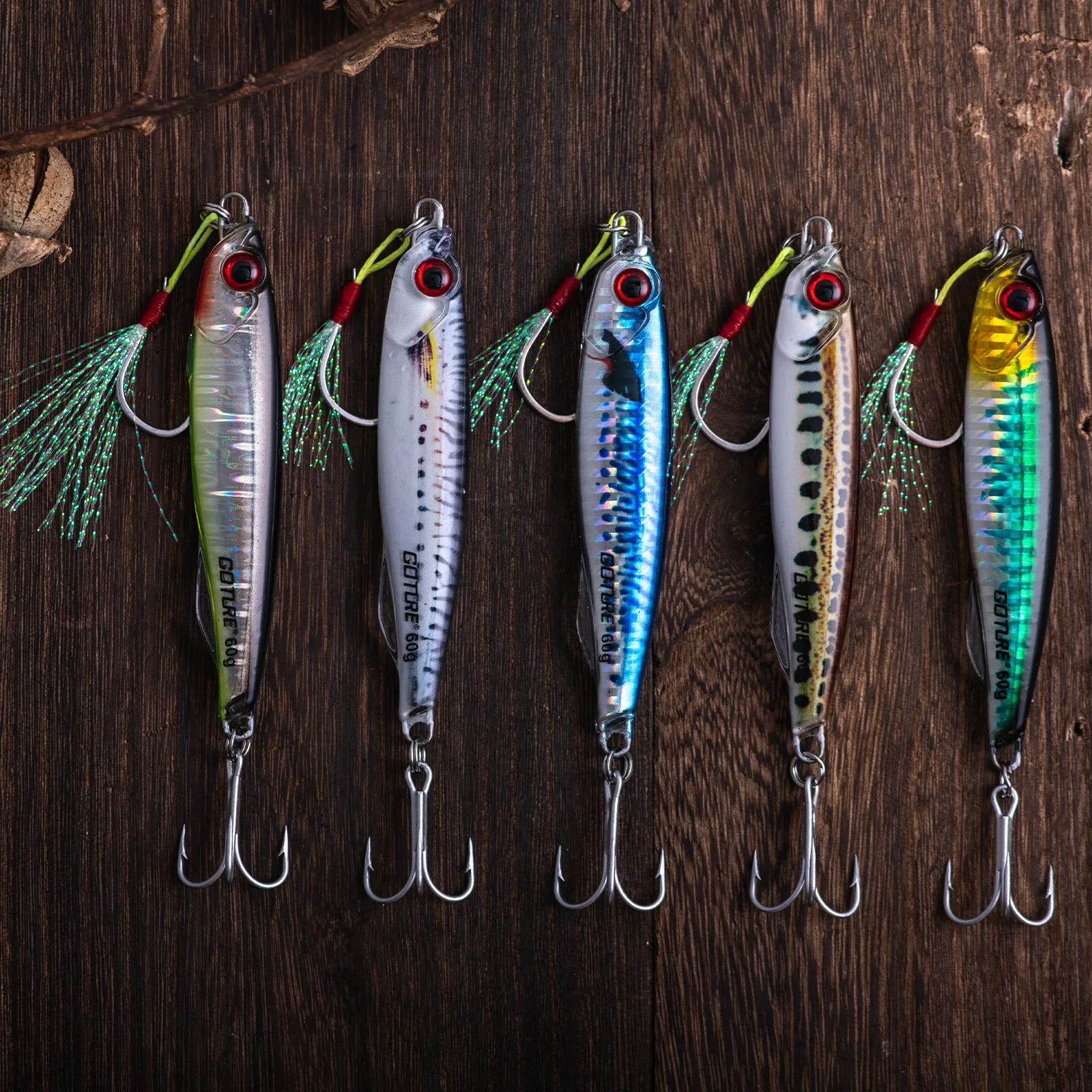 Металлическая приманка Goture: воблер-блесна для ловли форели с одинарным крючком и ярким проволочным хвостом