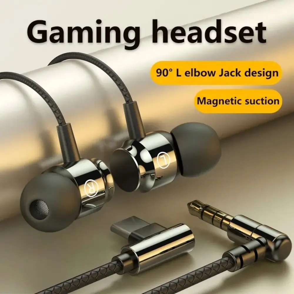 

with Mic 3.5mm Wired Headphones Hifi Falcon L Jack Gaming Wire Earphone Clear Audio in-Ear L Jack Magnetic Suction Headset Gift