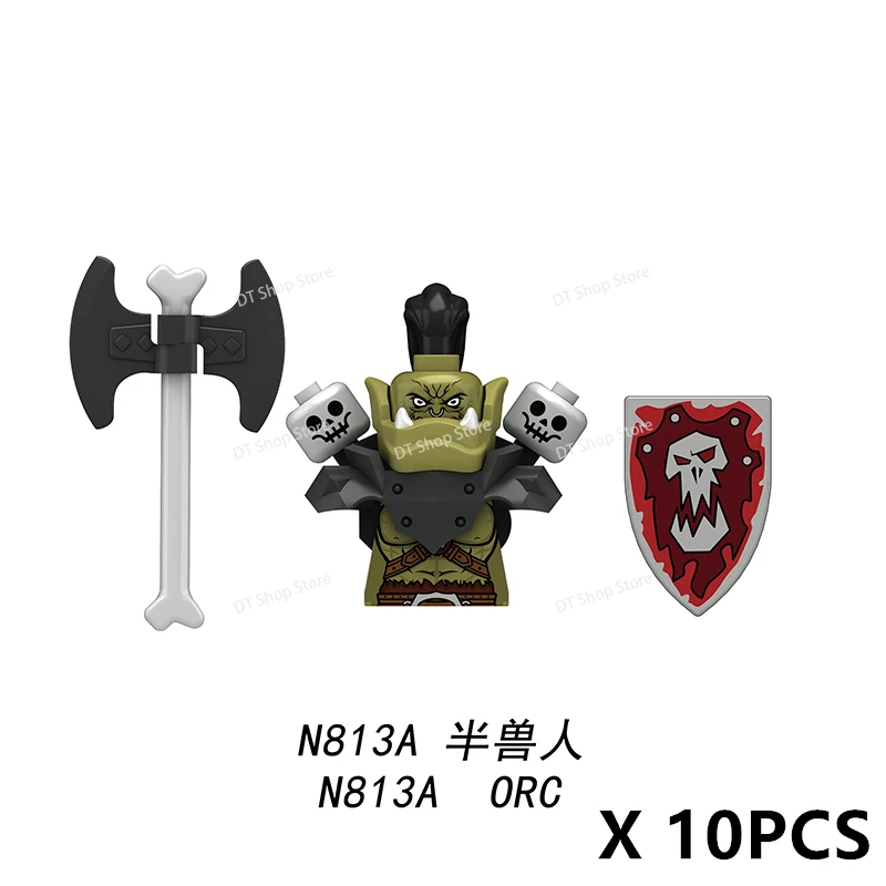 MOC Medieval Military Monsters Soldier Figures Building Blocks Castle Knights Wars Helmet Sword Shield Weapons Toys Gifts N813A