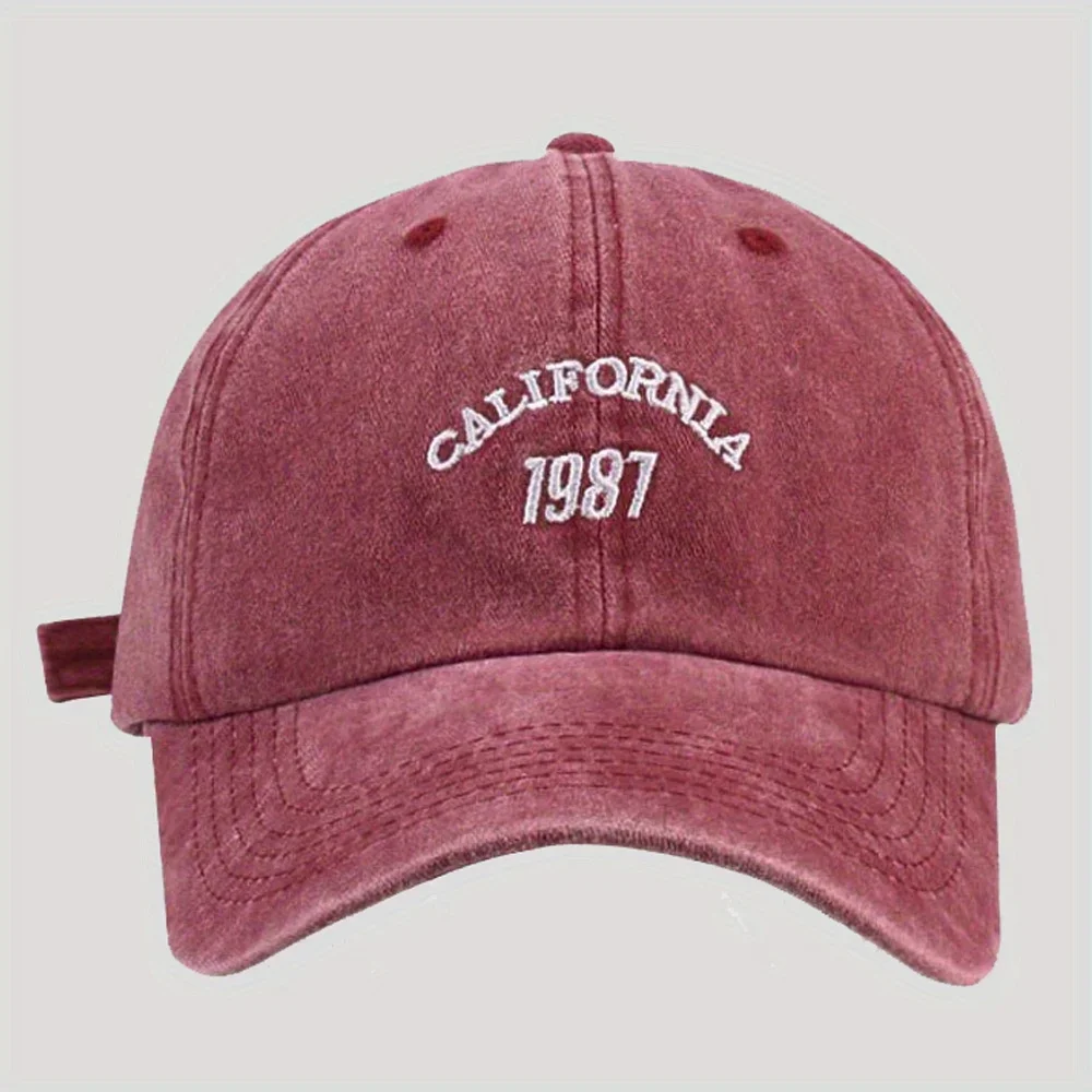 

Vintage Washed Casual Casquette Letter Embroidery Baseball Hat American Vintage Denim Solid Color Fashion