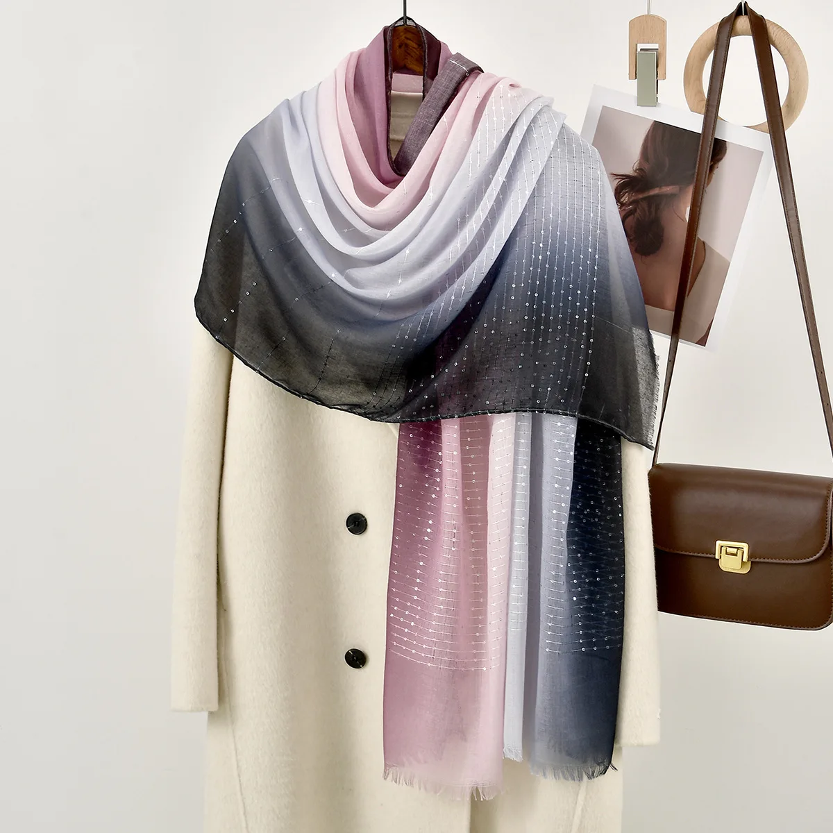 

Модные градиентные шарфы, женский брендовый шарф-хиджаб, платок, женские шали, бандана, платок на голову, хиджаб, пляжное пончо, Turbante Mujer