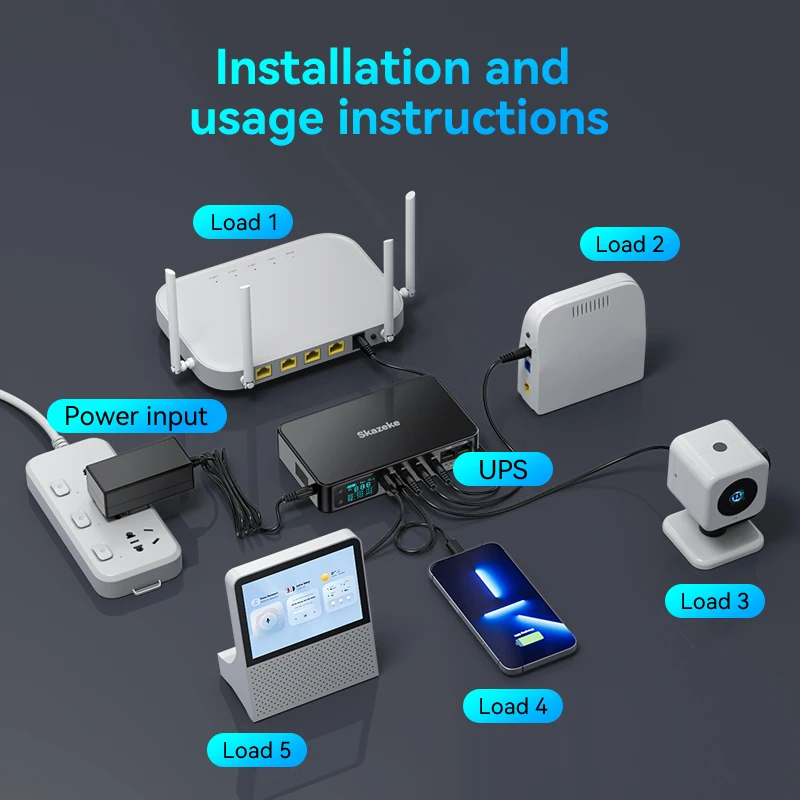 18000 مللي أمبير تيار مستمر مصدر طاقة غير منقطع UPS مصدر طاقة احتياطي 5V9V12V لجهاز توجيه واي فاي مودم راوتر كاميرات شاشة LED #6