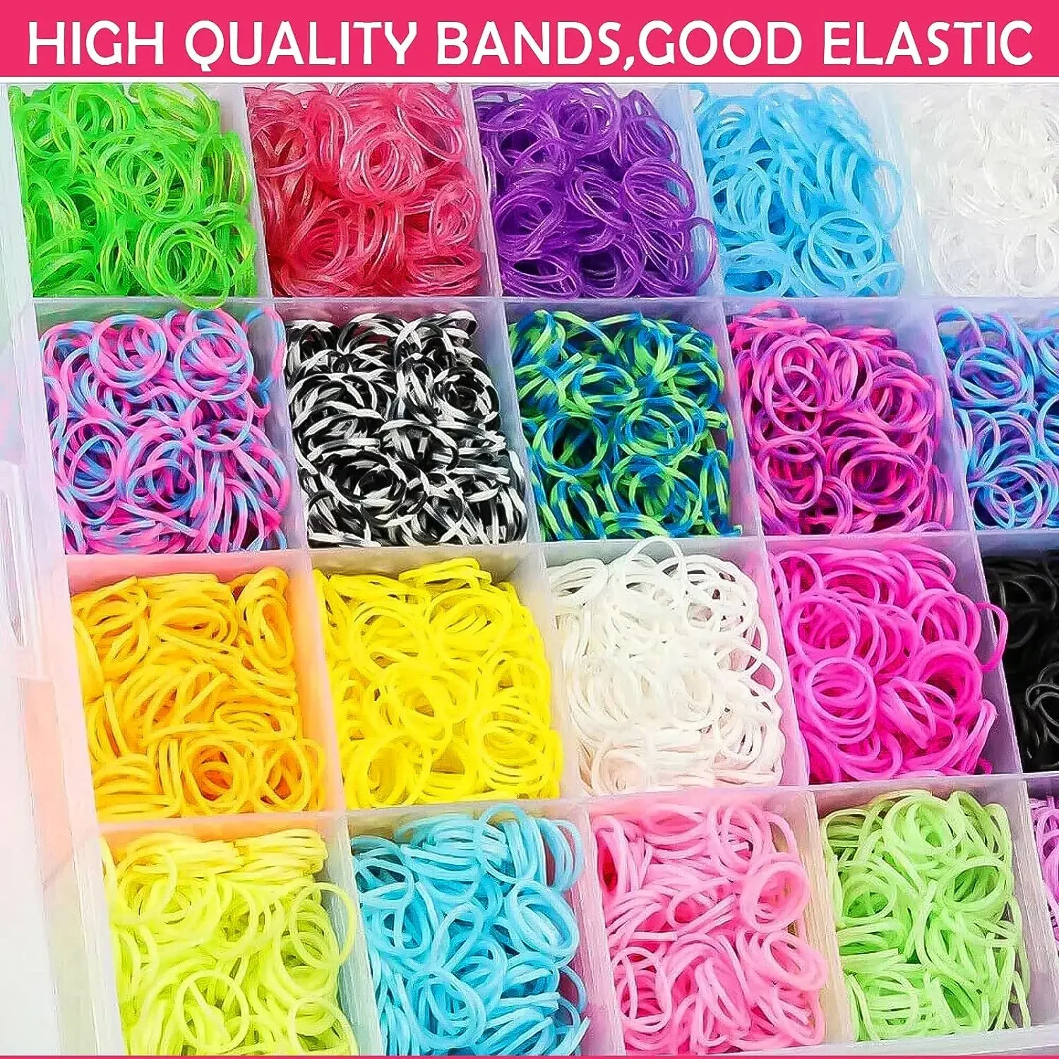 Tear de pulseiras de arco-íris + 15000 peças de tear de banda de arco-íris DIY, para pulseiras elásticas de amizade, kit de pulseira, brinquedos Kandi para meninas