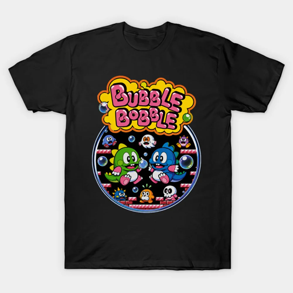 Retro Pixels Game Bubble Bobble Gift T-shirt for Arcade Gamer 0810 Cute Cartoon Dinosaurs  Graphic Clothes All Size Tops S-6XL