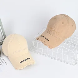 Ripped Letter Embroidery Baseball Caps Spring Summer Men Women Cotton Adjustable Casual Hat Hip Hop Streetwear Sun Hats