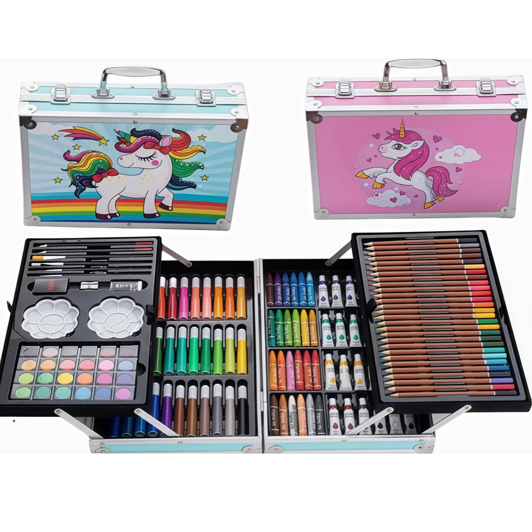 

145-Color Kids' Watercolor Pen Set in Aluminum Case | Art Stationery for Drawing & Doodling