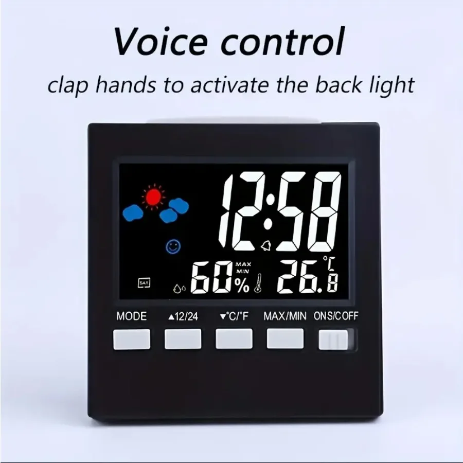 Thermometer Alarm Clock Weather Station Wireless Temperature Humidity Meter