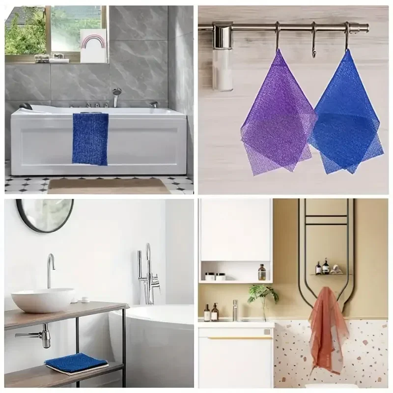 1pcs African Exfoliating Sponges Towel Mesh Bath Scrub Washcloth Double Side Wash Bath Loofah for Smooth Skin Back Shower Scrubb view 6