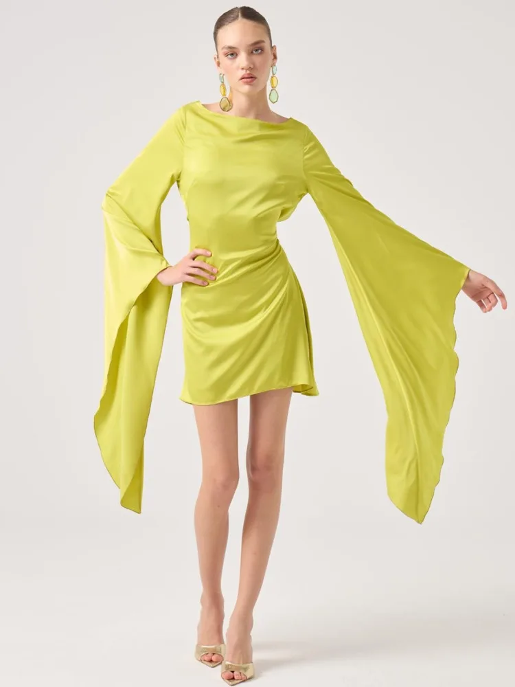 Blifanbo manches longues tache élégante Mini robe femmes dos nu moulante mode O cou mince solide mode Sexy Club robe de soirée