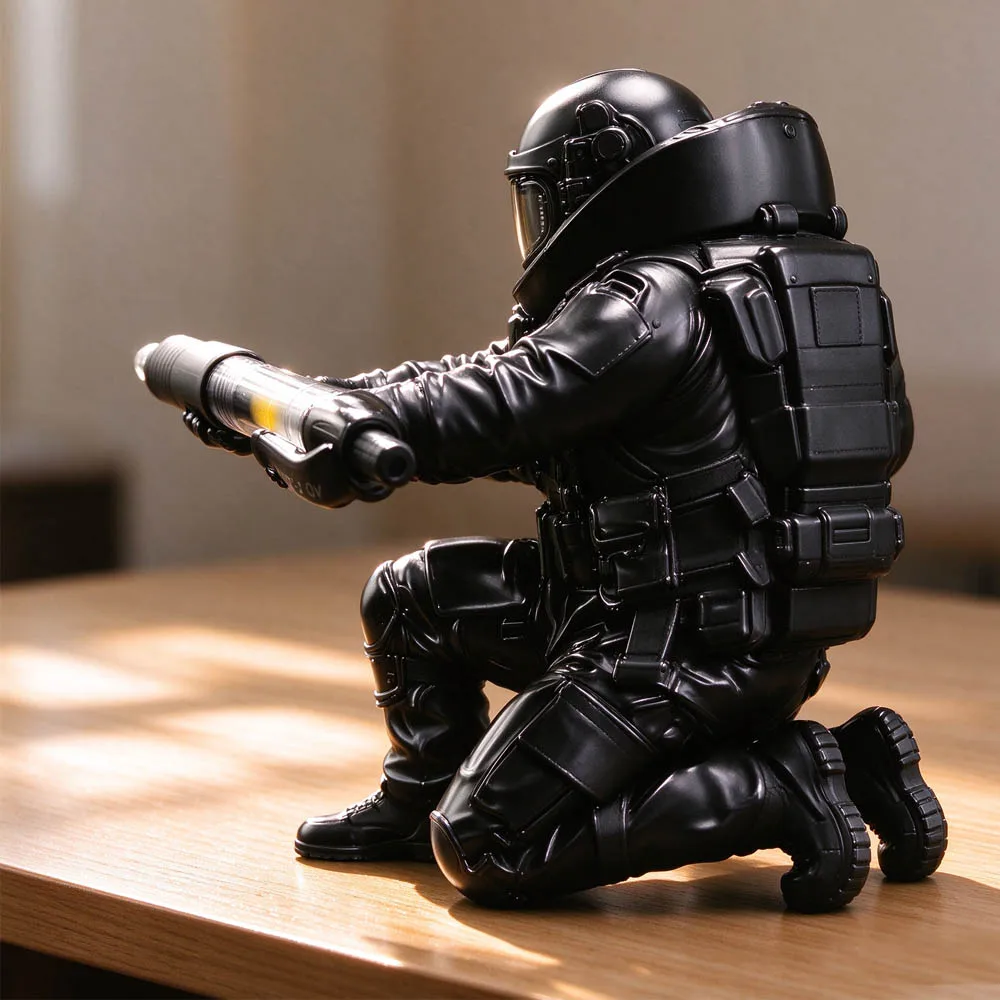 Stifthalter 3D-Gedruckter Mittelalterlicher Ritter Schwarz-Silber Krieger-Statue Schreibtisch-Organizer Kreative Büro-Schreibtischdekoration Schreibwaren-Geschenk – Detail 7