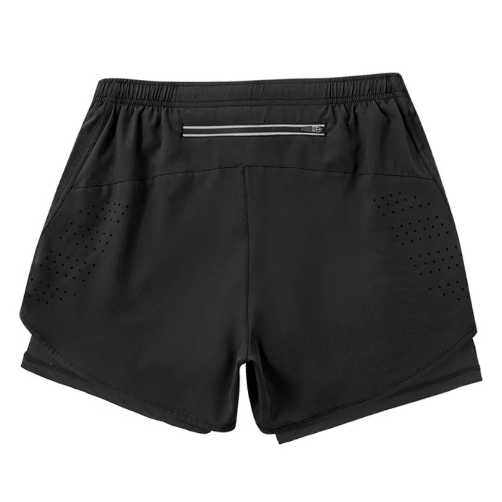 

Comfortable 2 in 1 Sports Shorts Quick Dry Reflective Stripe Men's Sportswear with Liner with Pocket Cycling Shorts Fitness