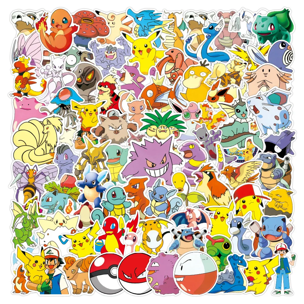 10/30/50/100PCS Pokemon Anime Stickers Pikachu Kawaii Cartoon Sticker Laptop Bike Suitcase Skateboard Guitar Phone Kid Gift Toys