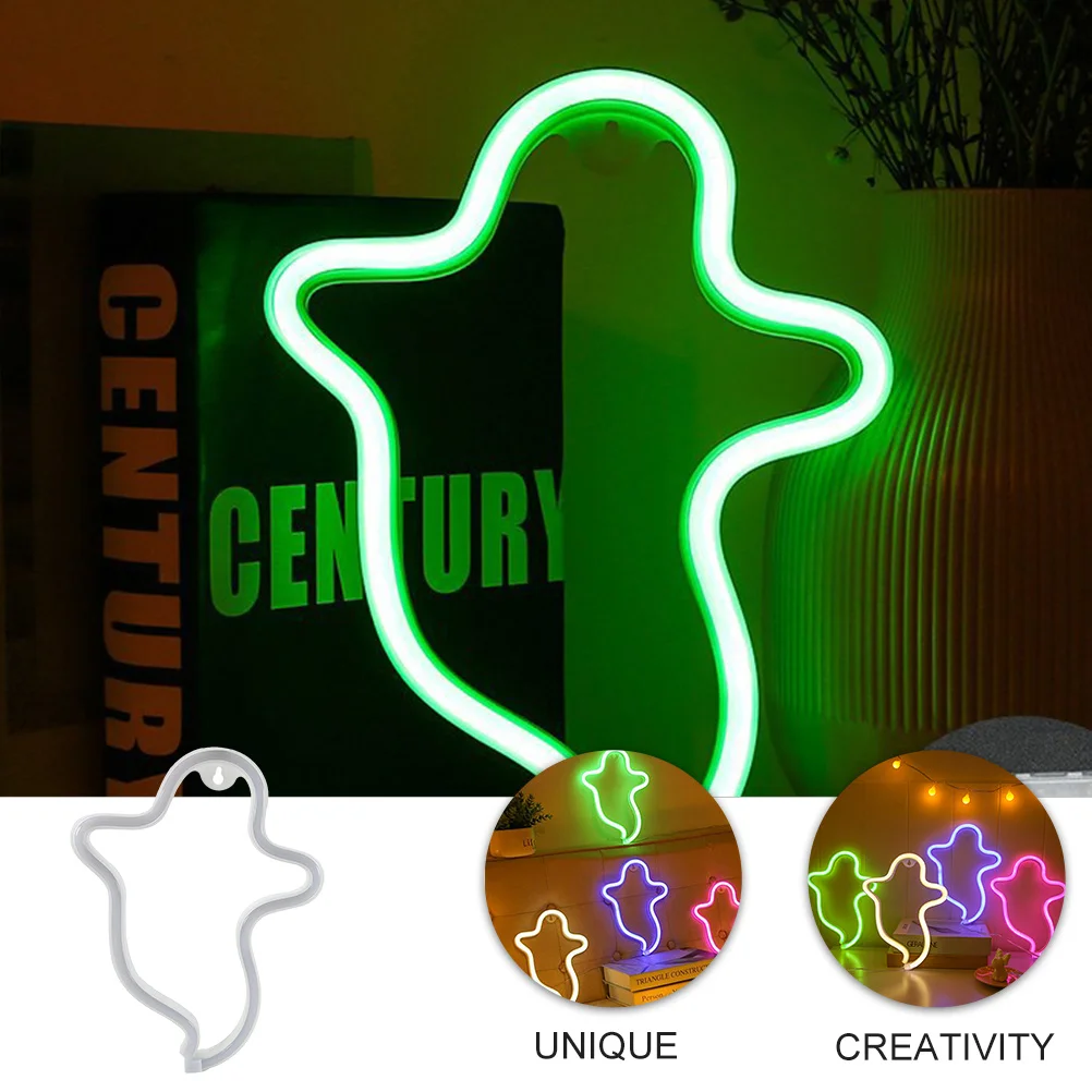 Halloween Ghost LED Neon Light Plastic Star Shape Night Lamp USB Powered Romantic Festival Decor Lighting