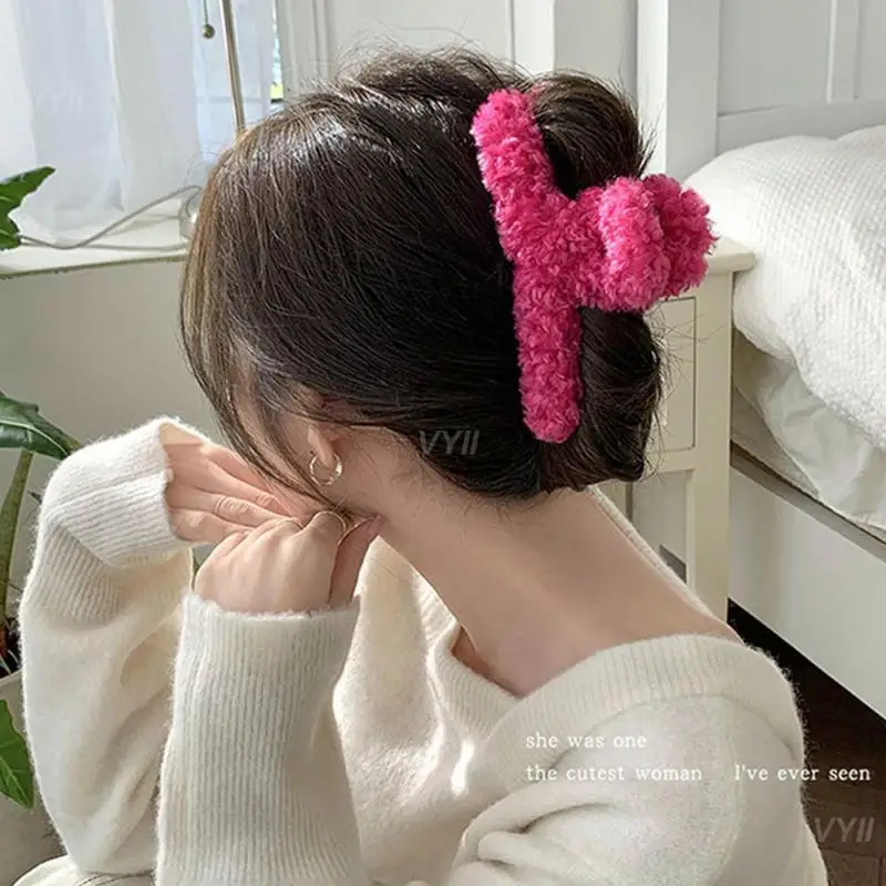 Hairpin Not Easy To Shed Hairy Plush Gripper Korean Style Hair Accessories Lamb Wool Gripper Comfortable To Wear Elegant