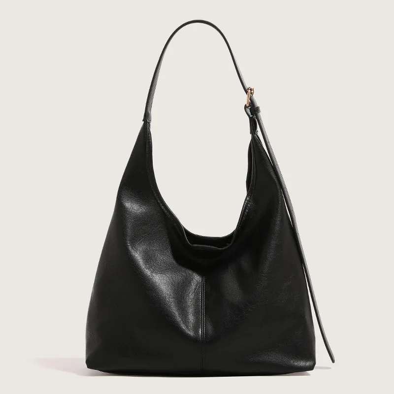 

2024 Lady Commuter Shoulder Bags New Women Bags Fashion Pu Soft Skin Retro Solid Color Leisure Versatile Trend Texture Tote Bags