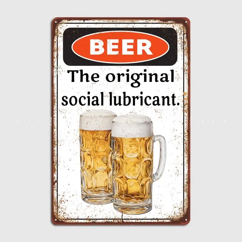 Social Lubricant Poster Vintage Tin Plates Metal Poster Home Decor Items Retro Funny Metal Signs for Wall Art Decoration Room