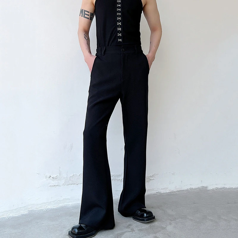 IEFB New Korean Fashion Leisure Bell Bottoms Men's Pants Personality Style Versatile Trend 2023 Solid Color Simple Male Trousers