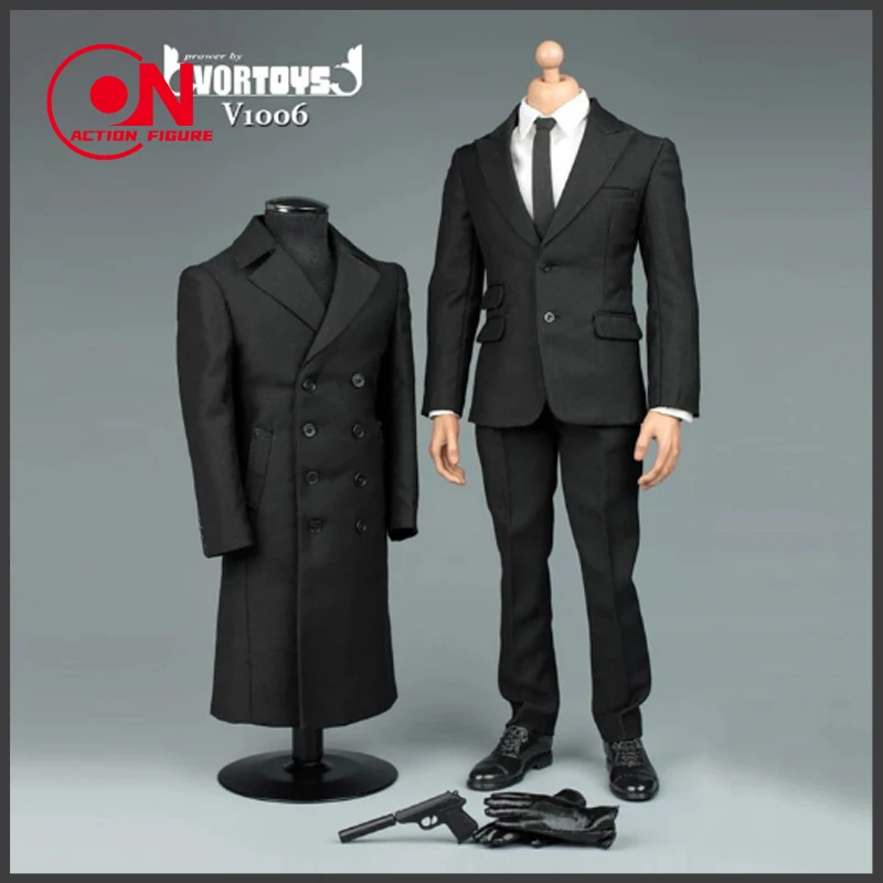 

VORTOYS V1006 1/6 Agent Male Clothes Black Windbreaker Coat Suit Full Set For 12" Action Figure Collection Toys Dolls