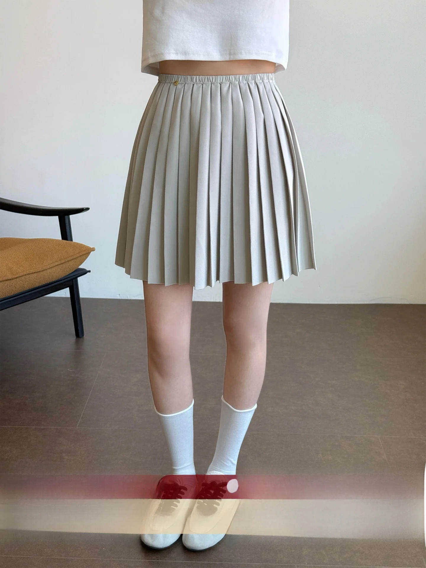 

Юбка WANGER Miu с высокой талией, А-силуэт, комфортная, эластичная, шелковая, плиссированная, для девочек, весна-лето, полиэстер