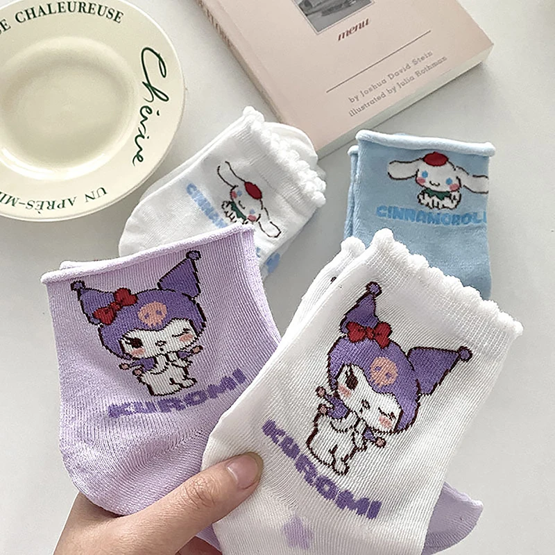 Kawaii Sanrio Cotton Socks Anime Kuromi Cinnamoroll Middle Tube Socks Cute Sweet Socks Gift For Girls