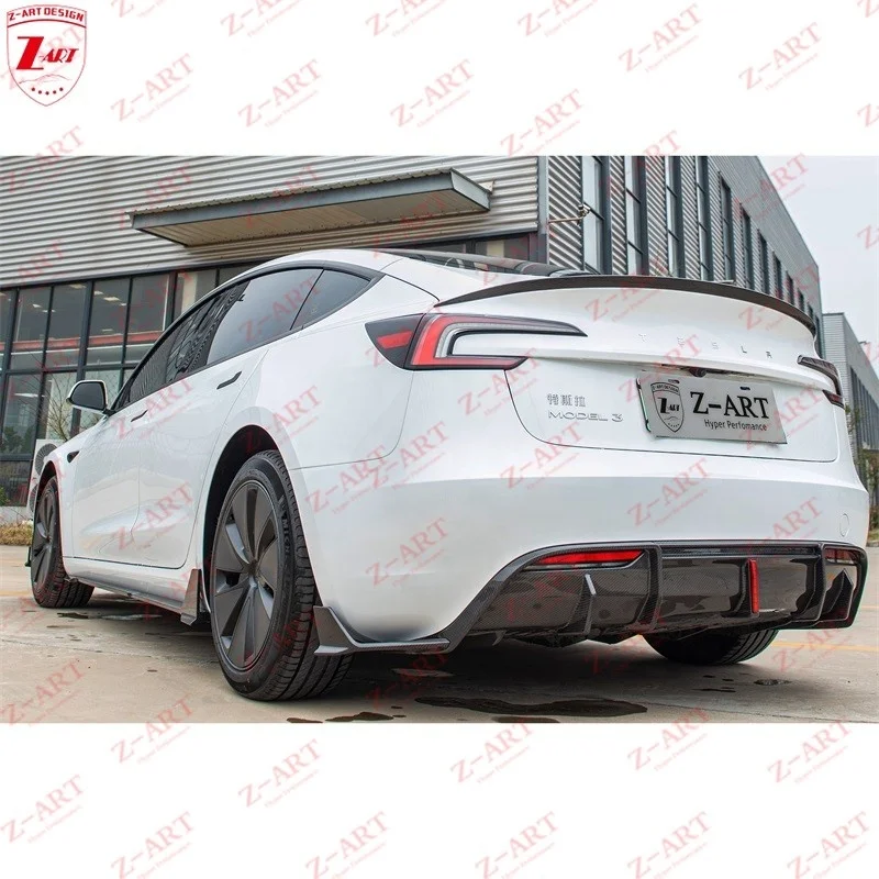 Z-ART Model 3 طقم هيكل من ألياف الكربون الجافة لطراز Teslas 3 Prepreg ألياف الكربون Aerokit لـ Teslas 3 2023+