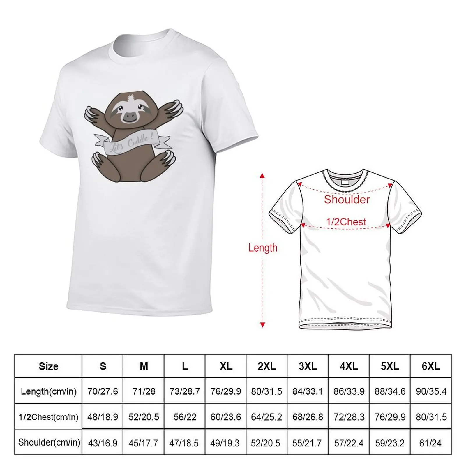 Lets cuddle with a cute little sloth T-Shirt korean fashion oversize t-shirts man shirts men