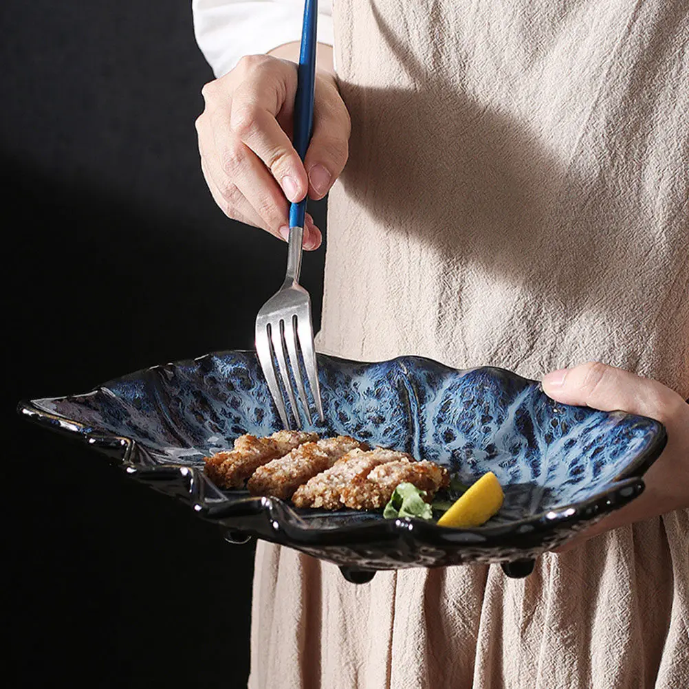 

Тарелка фарфоровая в форме листа, 1 шт., в японском стиле, для суши, для дома, вечеринок, отелей, ресторанов, для подачи блюд, простая