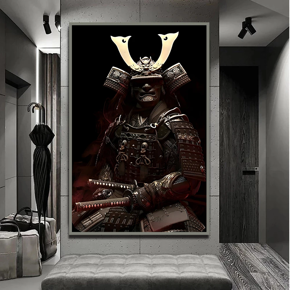 Japan Samurai Canvas Poster Home Wall Art Hanging Paintings Prints Pictures Bedroom Living Room Decor Murals Shop Bar Decoration