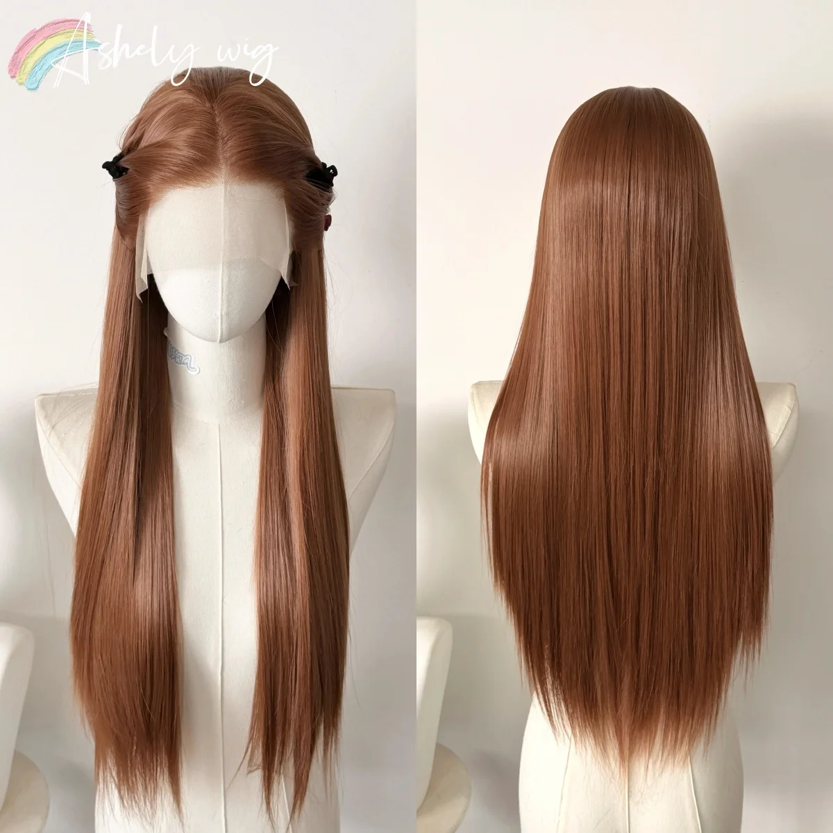 

Ashely Brown Lace Front Wig for Women 13*4 26inch Long Straight Wigs Natural Hairline Lolita Synthetic Lace Wigs for Cosplay