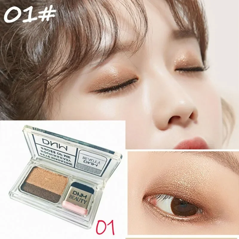 Lazy Eye Shadow Palette Korean Style Cosmetics Matte Shimmer Two Color Eyeshadow Stamp Palette with Brush Nude Makeup Set