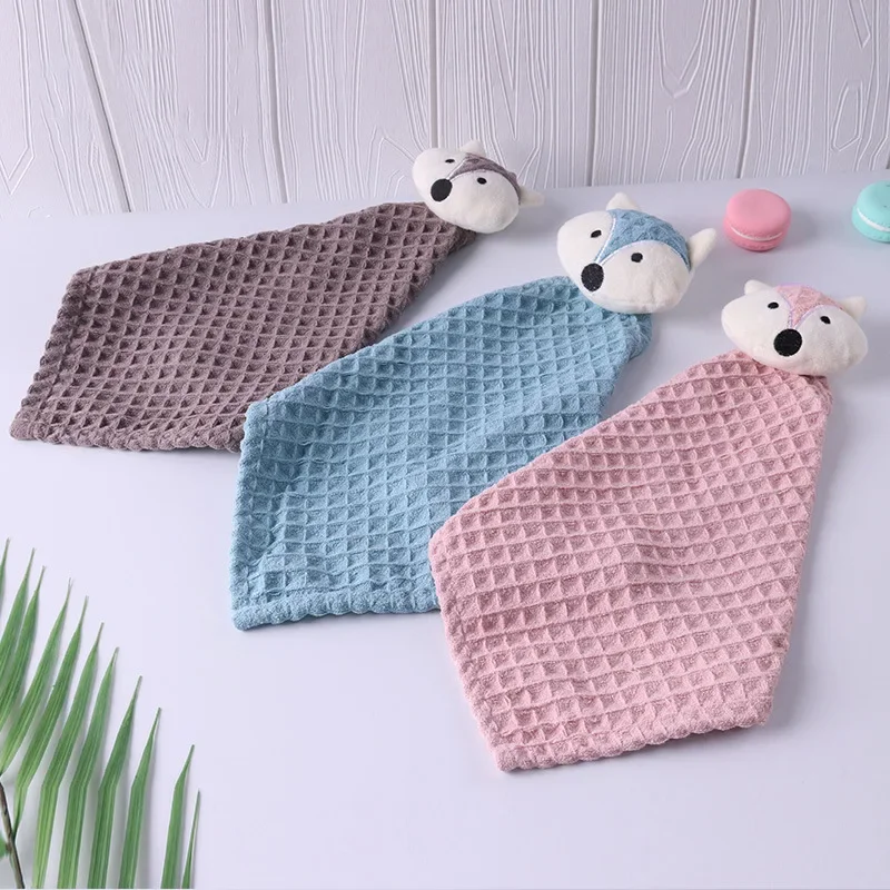 Baby Hand Towel Soft Children\'s Cartoon Animal Hanging Wipe Bath Face Towel Bathing Towel for Children Bathroom Cute