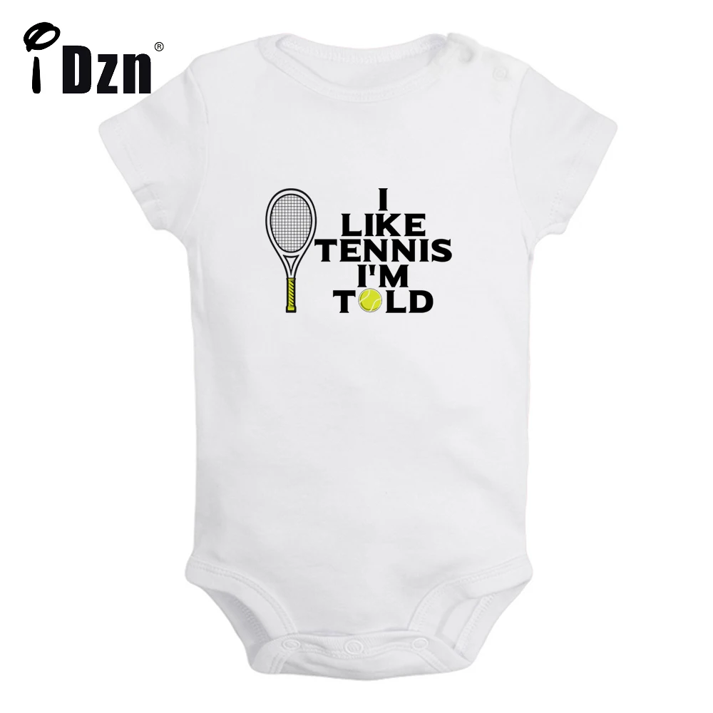 I Like Tennis I'm Told Cute Baby Boys Funny Bodysuit Baby Girls Letter Printed Rompers Infant Short Sleeves Jumpsuit Clothes