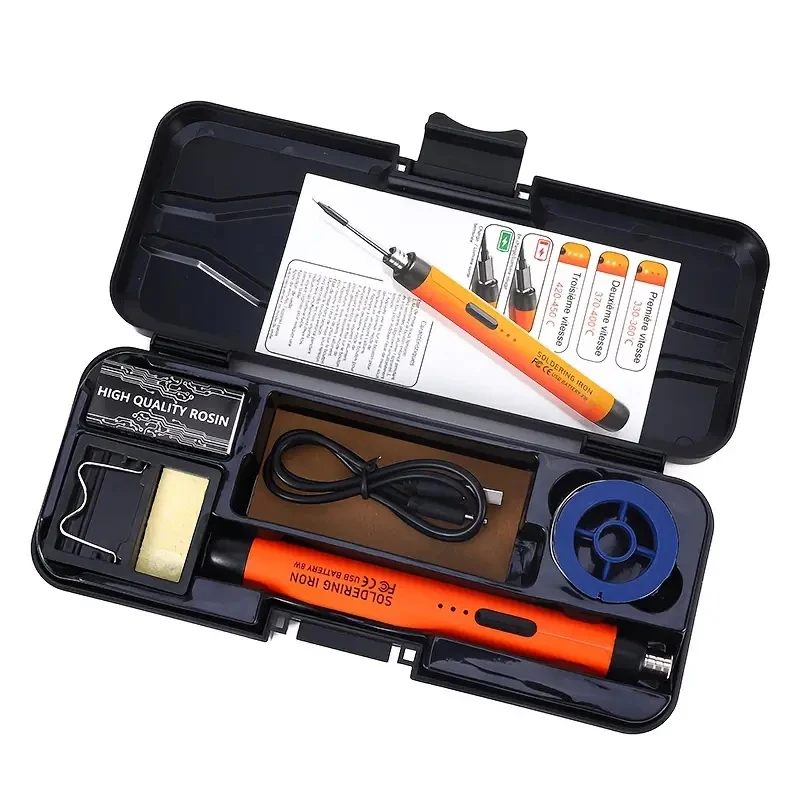 1 Set of Portable Electric Soldering Iron with Internal Heating USB Charging Wireless Home Electric Soldering Iron Set