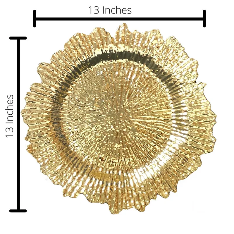 Imagem -02 - Placa de Folha de Ouro para Festa de Casamento Galvanoplastia Light Luxury pp Plate Antique Large Fruit Plate Edge Hot Gold Foil 100 Pcs