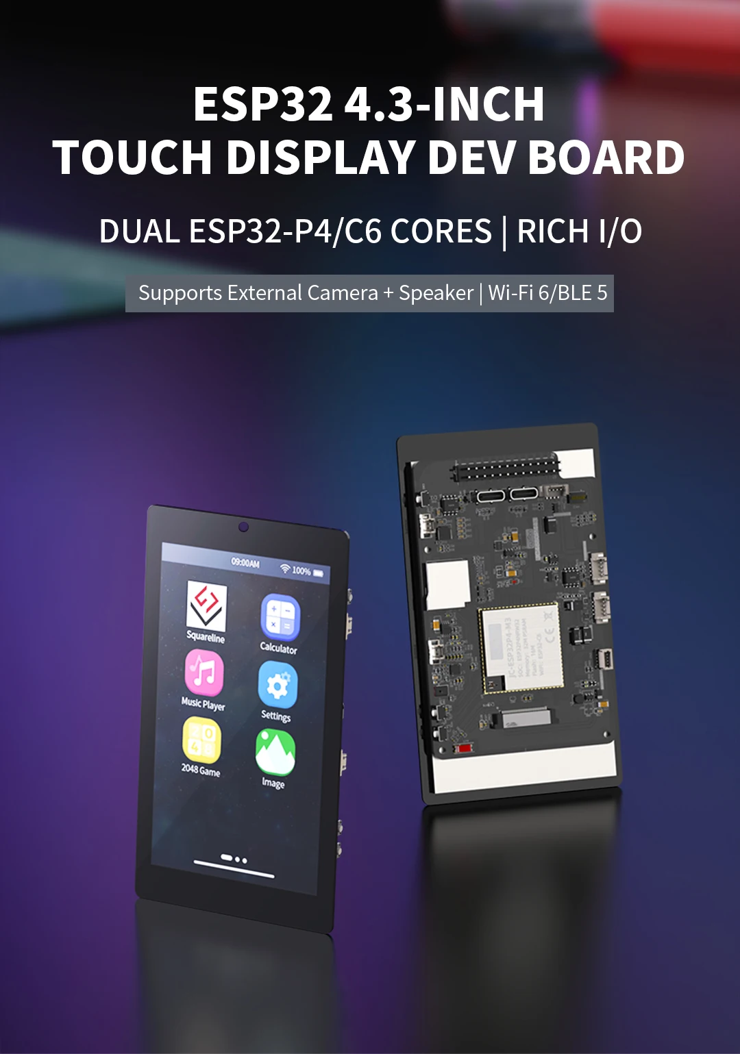 Das 4,3-Zoll-IPS-Entwicklungsboard (480 * 800) unterstützt die Touch-Programmierung ESP32-P4/ESP32-C6 – Detail 2