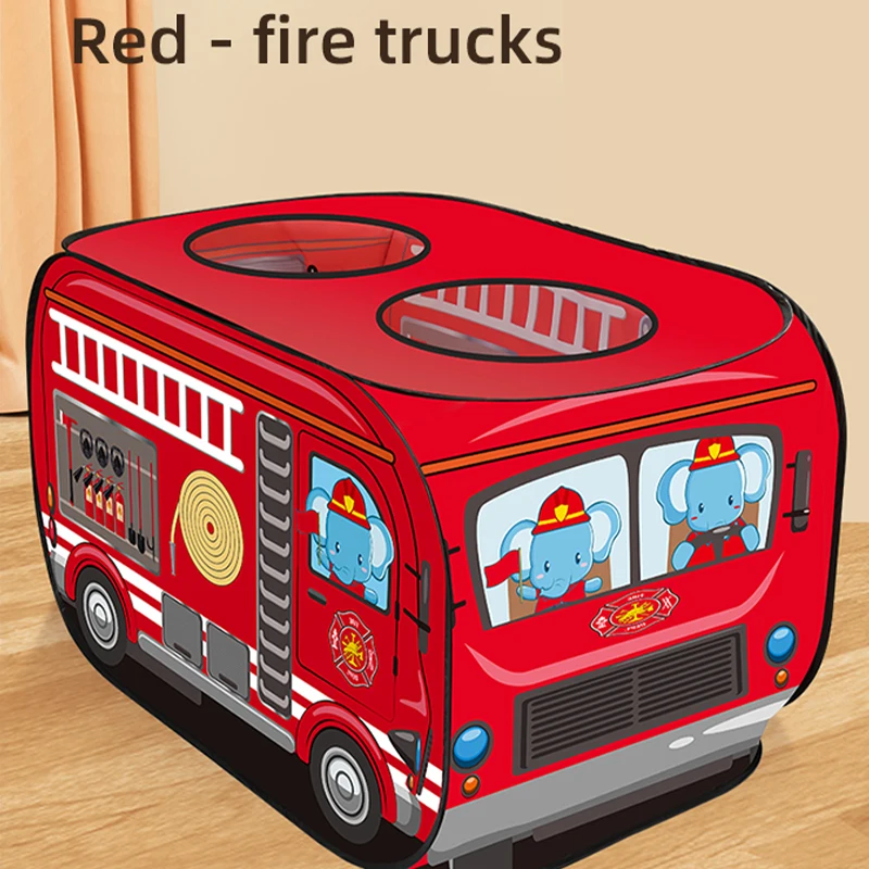 Outdoor and indoor toy children\'s tents can store and install fire truck models