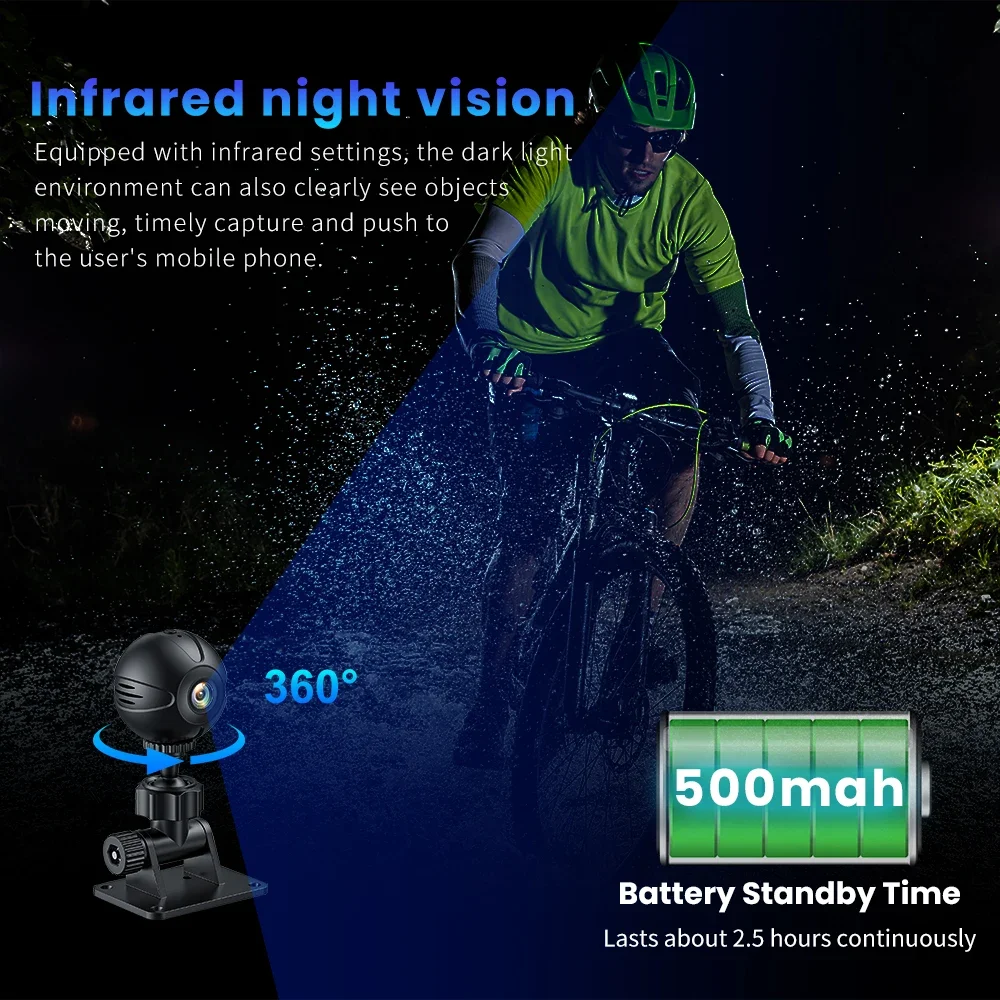 Mini WiFi Wireless IP Camera Mobile Monitor HD Night Vision Baby Remote Monitor Camera Security Infrared Bicycle Recorder 2025