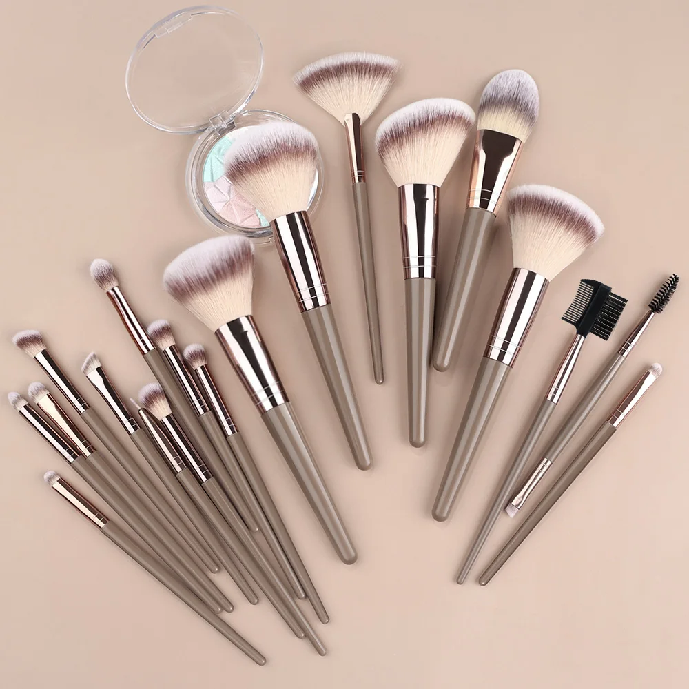 1-20pcs Champagne Makeup Brushes Set Professional Foundation Blush Eyeshadow Brush Kabuki Blending Makeup Beauty Cosmetic Tools