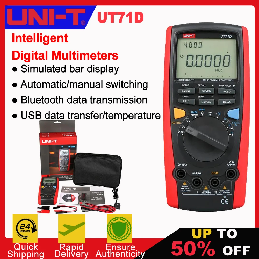 UNI-T UT71D Smart Multimeter Intelligent True RMS Digital Volt Amp Ohm misuratore di capacità termometro interfaccia USB Software per PC