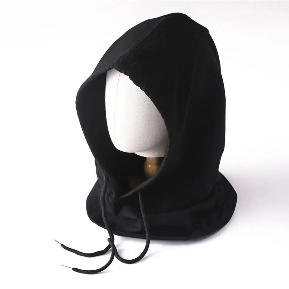 Streetwear Soft Cotton Balaclava Windproof Winter Neck Warm Hooded Hat Beanies Outdoor Sports Light Thin Hood Scarf Unisex