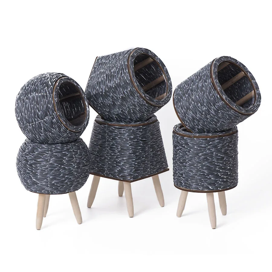 Customizable Wicker-Look Plant Pot Creative Succulent Container Balcony Greenery Display Personalized Indoor Garden Accessory