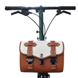 Litepro Bicycle Bag Retro Waterproof Leather Bike Front Package With Password Lock For Brompton Dahon Bag
