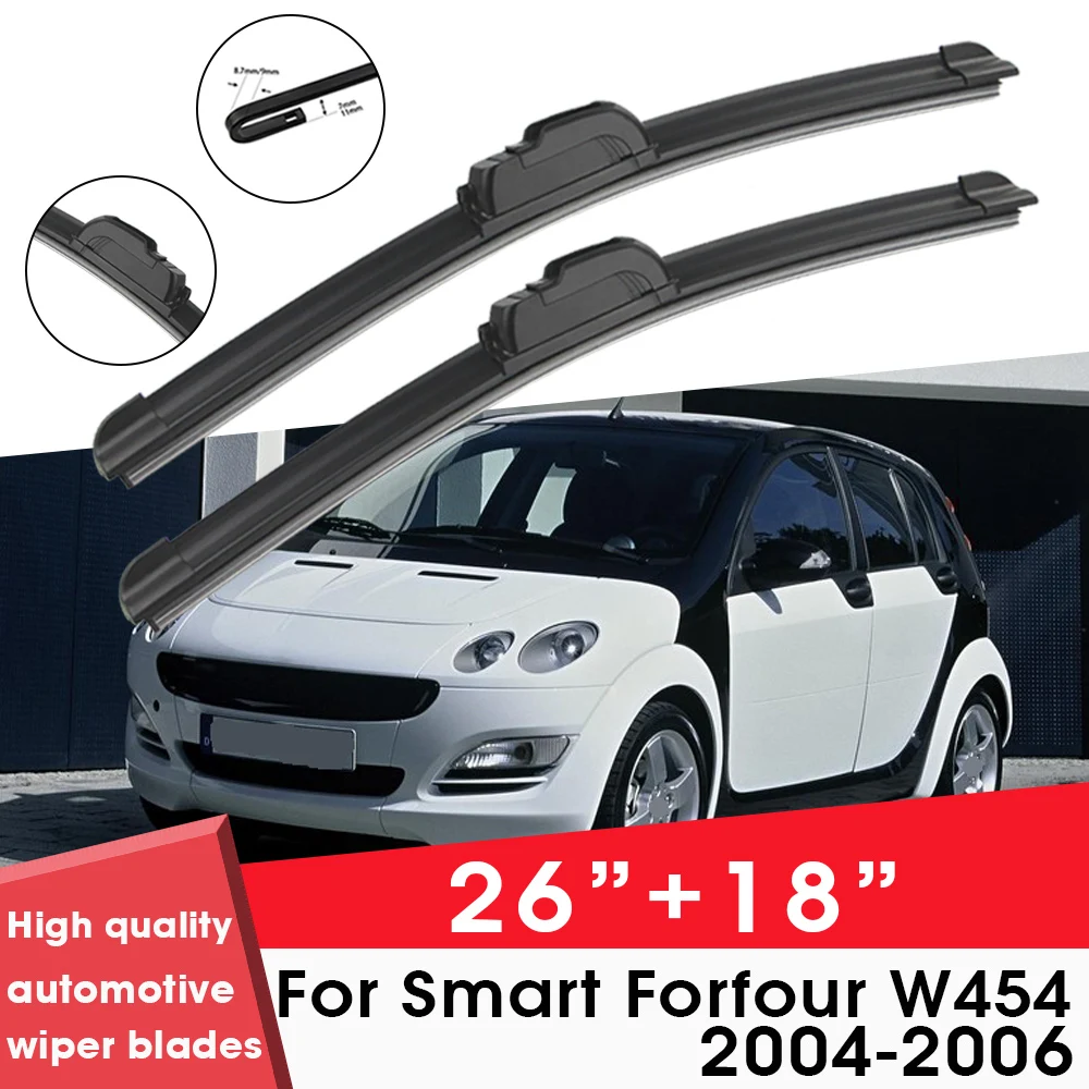 

Car Wiper Blade Blades For Smart Forfour W454 2004-2006 26"+18" Windshield Windscreen Clean Rubber Silicon Cars Wipers