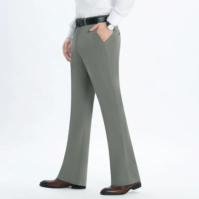Men's Premium Ice Silk Wide Leg Flare Pants, Summer Slim Drape Trousers