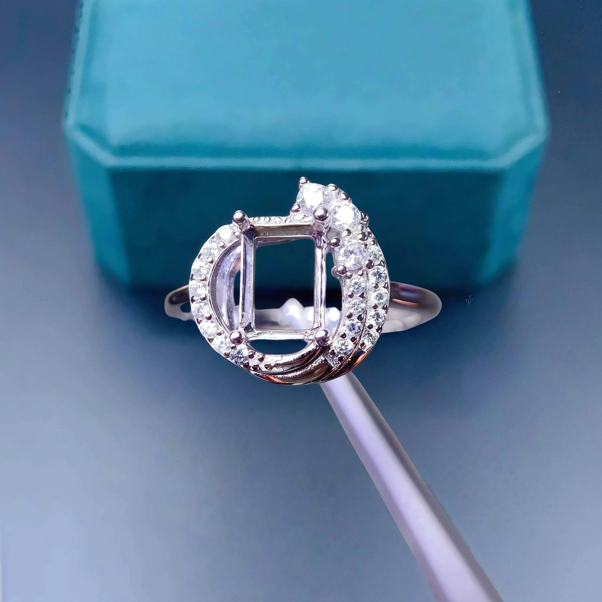 

Inlay 5*7mm Square Stone S925 Sterling Silver DIY Empty Holder Ring Fine Charm Weddings Jewelry Design Luxury Zircon for Woman