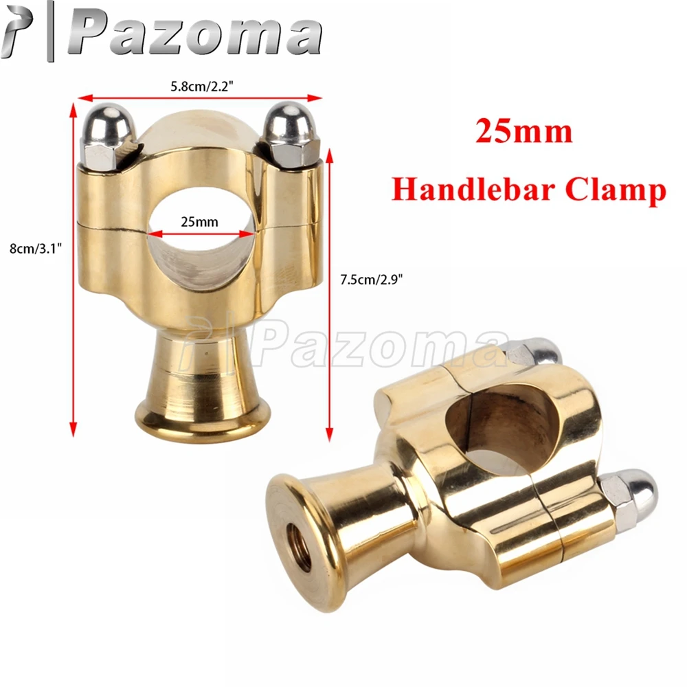 1Pair Universal Motorcycle 25mm Handle Bar Clamp Brass Retro Vintage 1inch Handlebar Risers For Chopper Bobber Cafe Racer Custom