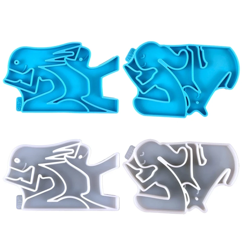 

Girl Dog Family Keychain Silicone Mold with Hanging Hole Epoxy Resin Keychain Molds Jewelry Crafting Molds for Pendant